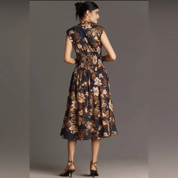 NWT Anthropologie The Tommie Front-Zip Midi Dress XL